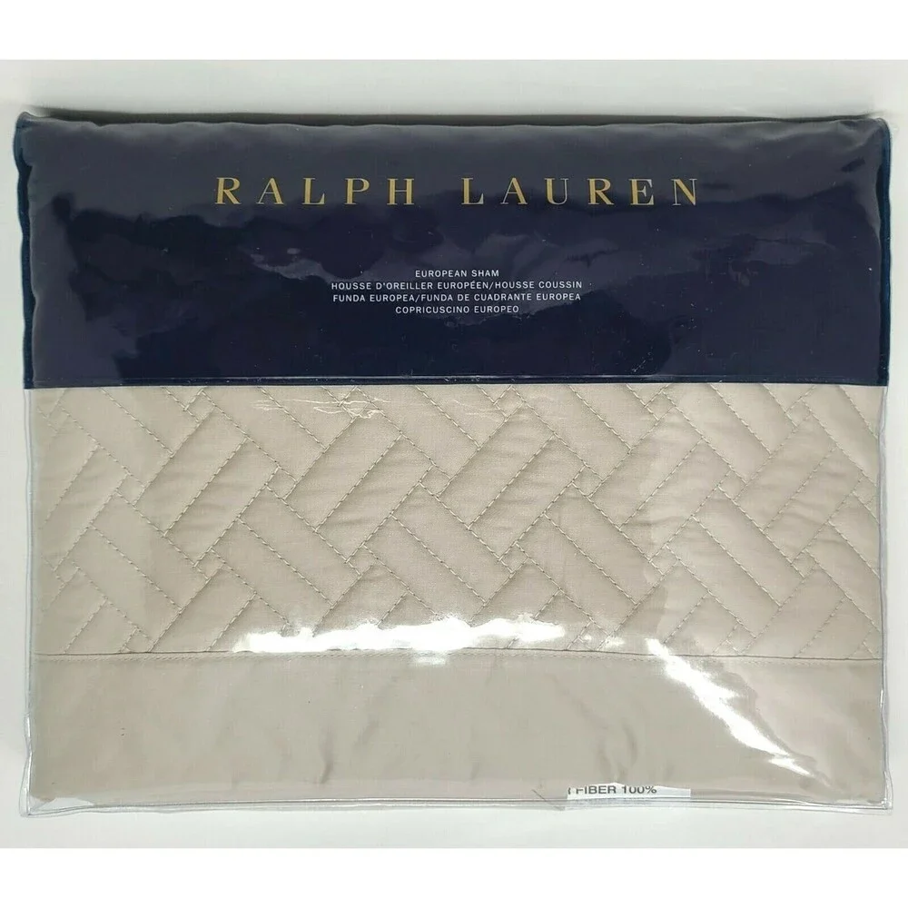 Ralph Lauren Euro Pillow Sham Greenwich 26 x 26 NWT Vintage Silver MSRP $146